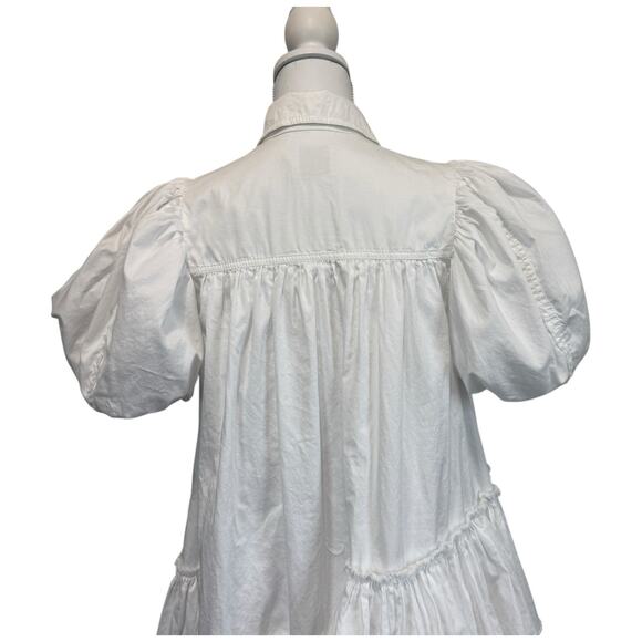 AJE Ambience Puff Sleeve Shirt Dress In Pure White Size 4/US 0 - Picture 12 of 13